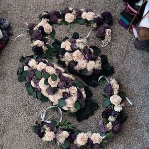 Source Unknown Purple and Cream Floral Garlands